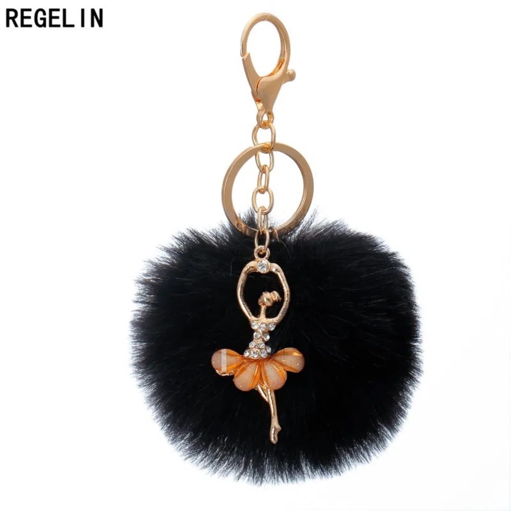 BAG CHARM KEY CHAIN BALLERINA GOLDEN NEW
